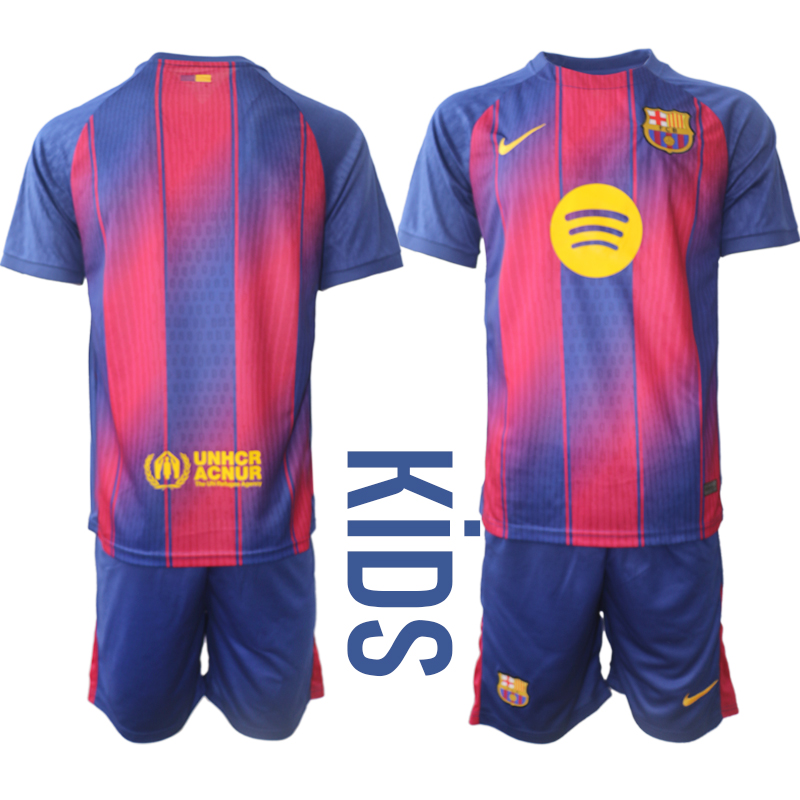 Youth 2025-2026 Club Barcelona home red Blank Soccer Jersey